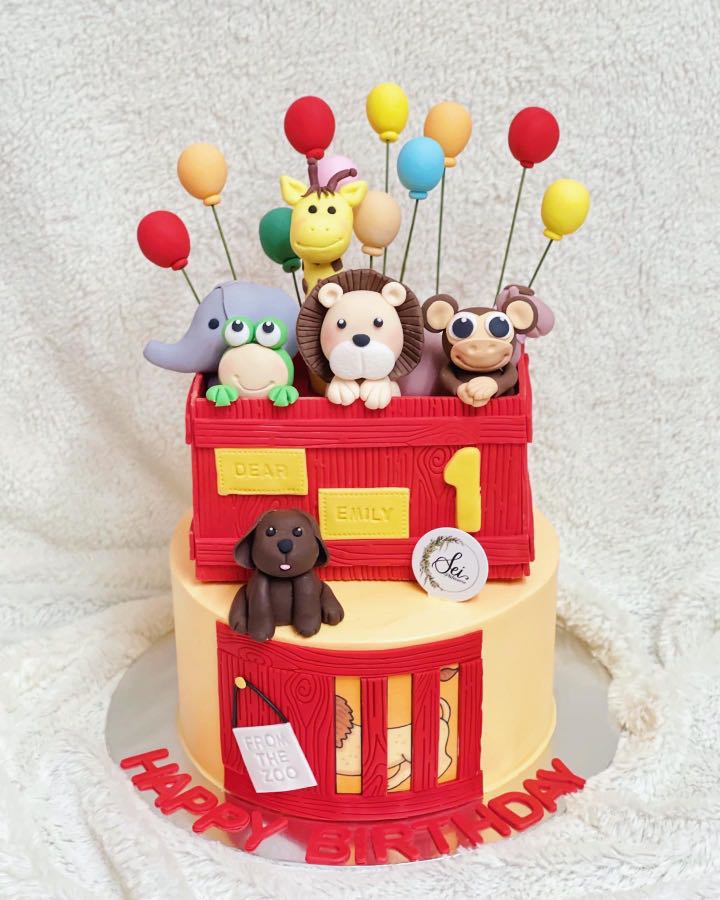 Gold Acrylic Happy Birthday Jungle Animal Safari Cake Topper - Online Party  Supplies