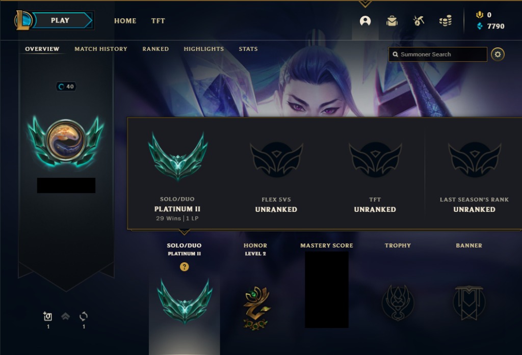 Diamond+ MMR P2 League of Legends Account, Video Gaming, Gaming