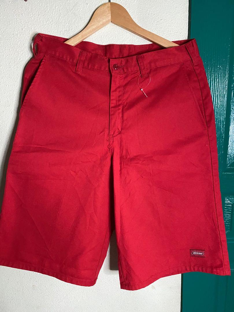 Mens red dickies shorts top