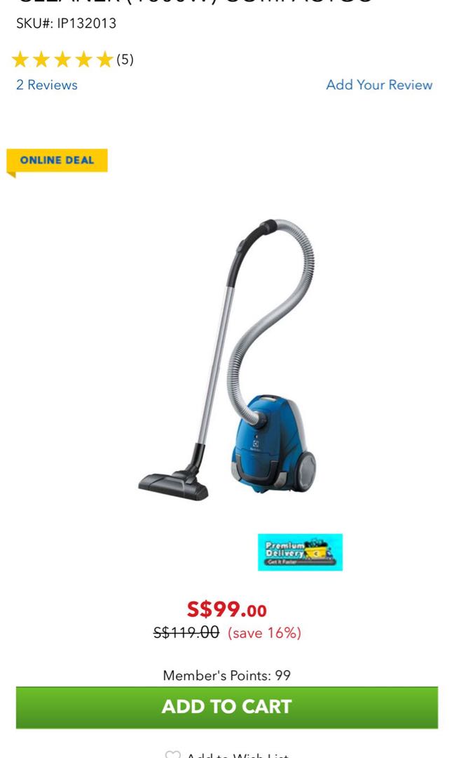 ELECTROLUX Z1220 VACUUM CLEANER (1600W) COMPACTGO Condition 7/10 35