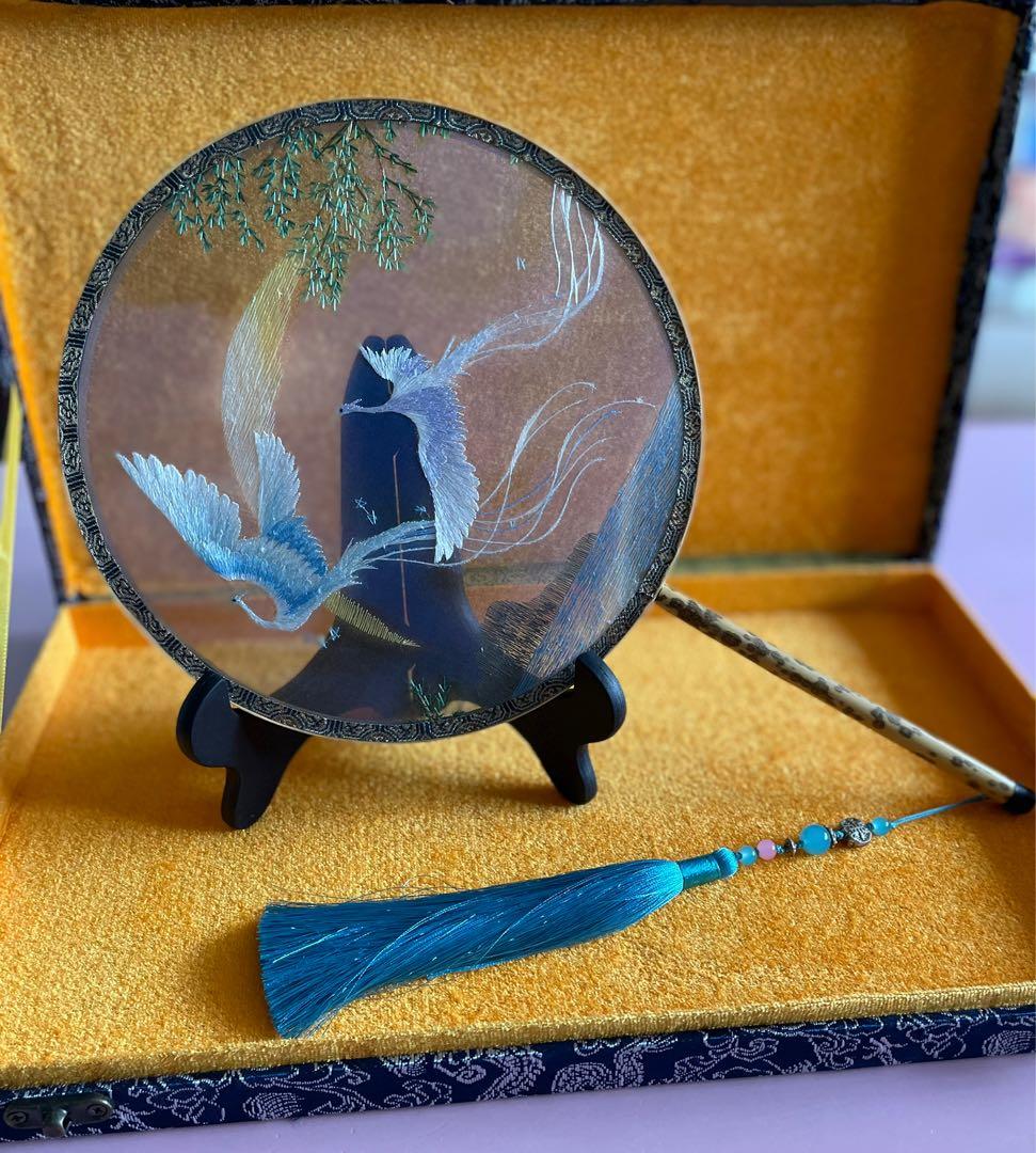 Embroidery hand fan, Hobbies & Toys, Stationery & Craft, Handmade Craft