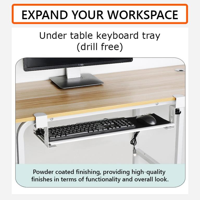 NEW Keyboard Tray Under Desk Pull Out Extra Sturdy C Clamp Mount System 