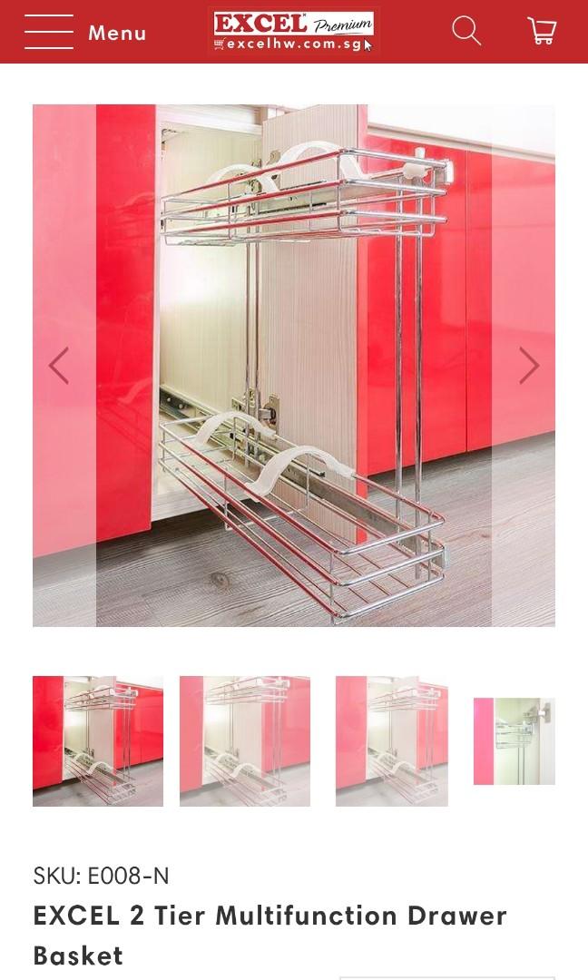 Excel 2 Tier Multifunction Drawer Basket, Furniture & Home Living