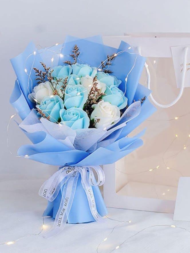 FOC Valentines day 11S Soap Rose Flower Bouquet With