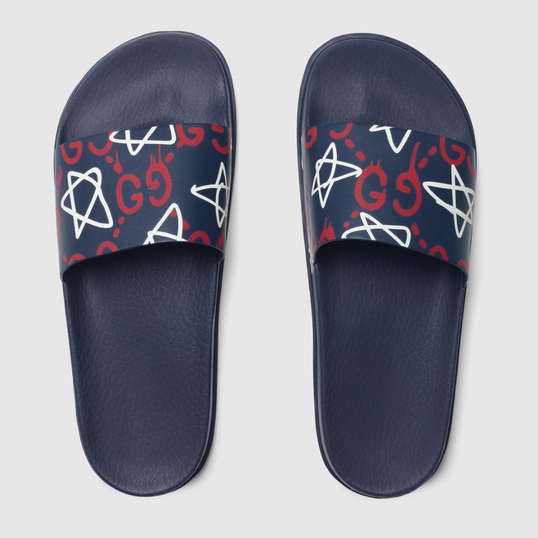 Gucci Ghost Slides Navy Men s Fashion Footwear Flipflops and Slides on Carousell
