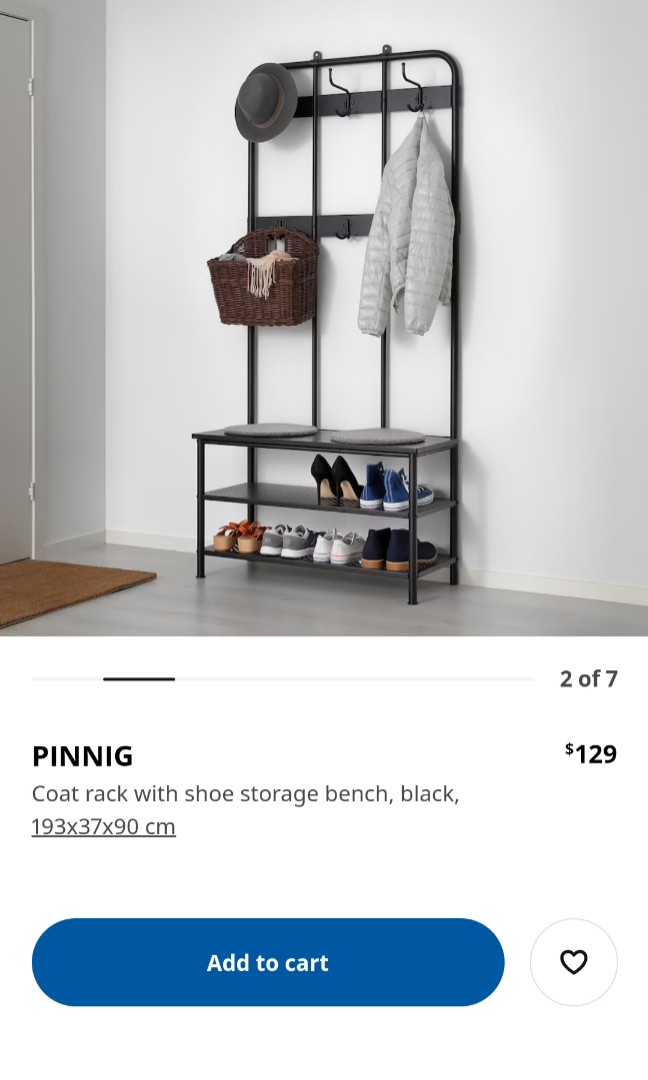 Ikea Pinnig Coat And Shoes Rack, Pinnig Coat Rack With Shoe Storage Bench Black 76×14 5 8×35 3 8