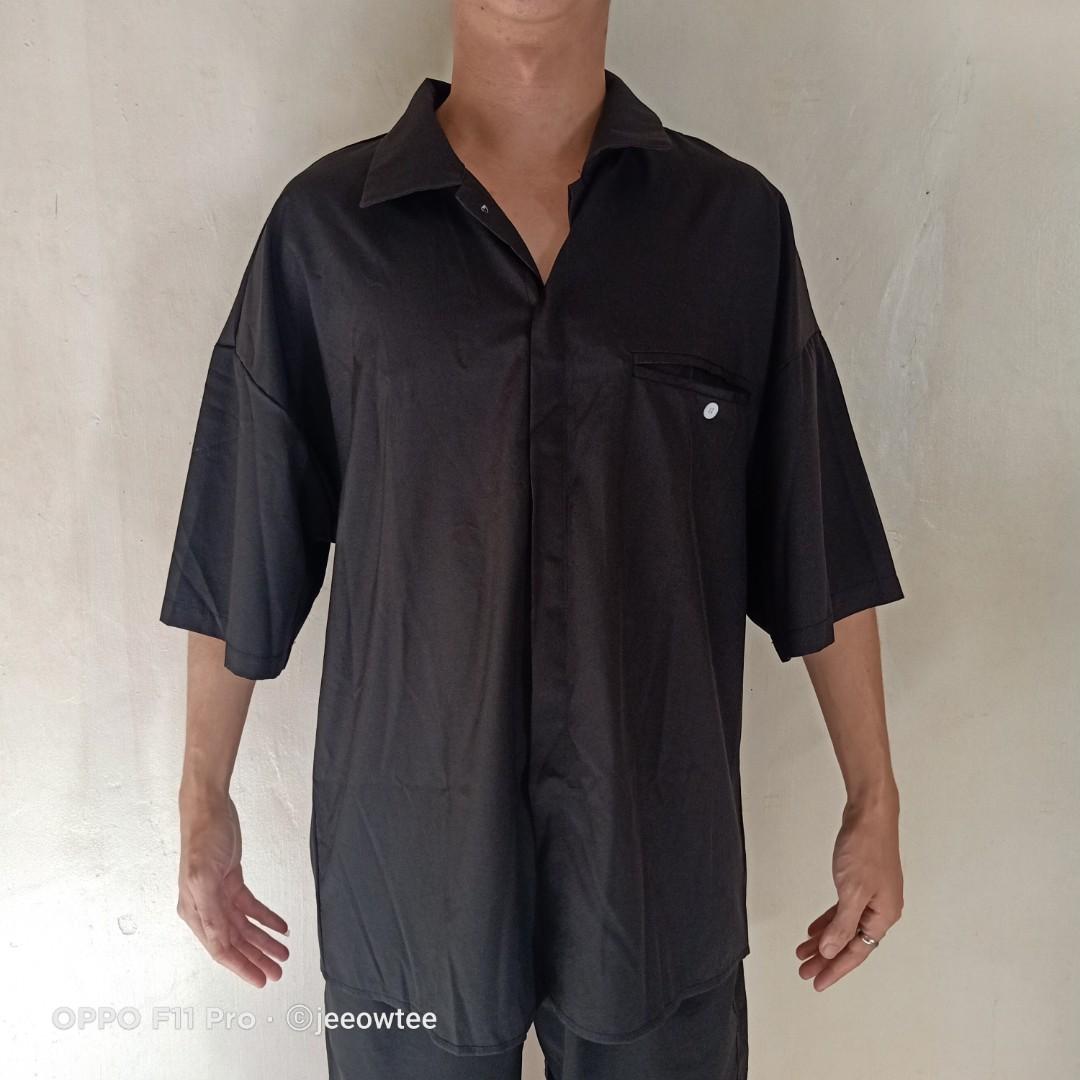 INCERUN Korean Style Mens Black Short Sleeve Polo, Men's Fashion, Tops