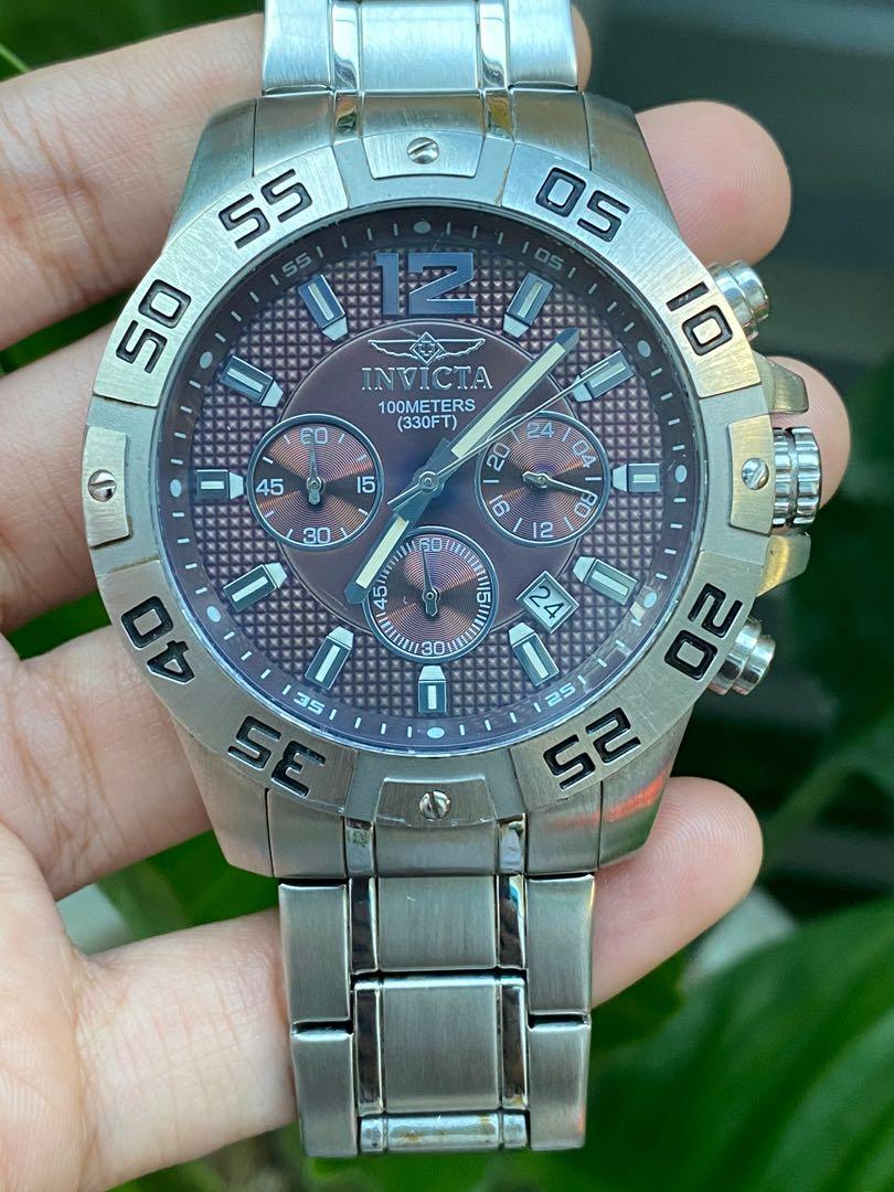 Invicta Mens Watch (Category: Men's Watches) located in Manila. Submitted by clicksmileph (Listing ID 1141597128, Image 1). Description: Case Size: 45mm Case & Bezel Material: Stainless Steel Crown Type: Push Crystal Type: Flame Fusion Dial Material: Metal Movement: Quartz Water Resistance Water Resistance: 100m 6,500 php.