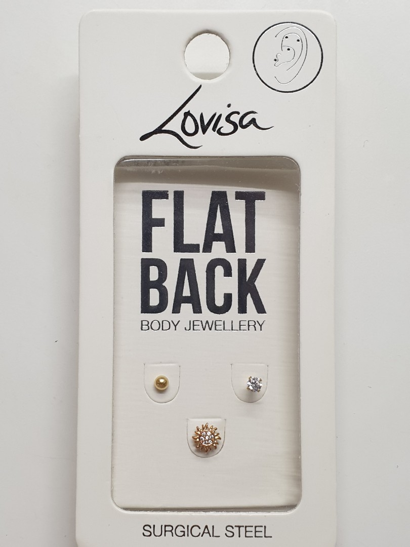 Surgical steel flat hot sale back earrings
