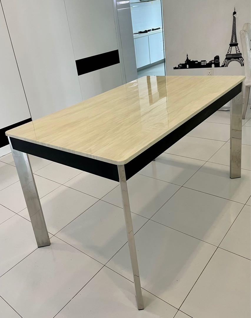 Marble style laminated top 6seater dining table, Furniture & Home