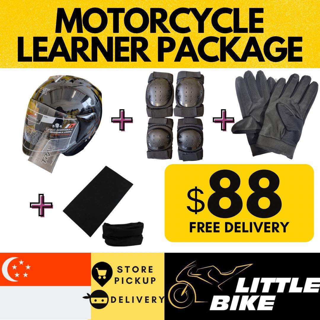 Motorcycle 2b learner kit package set psb approved helmet knee guard