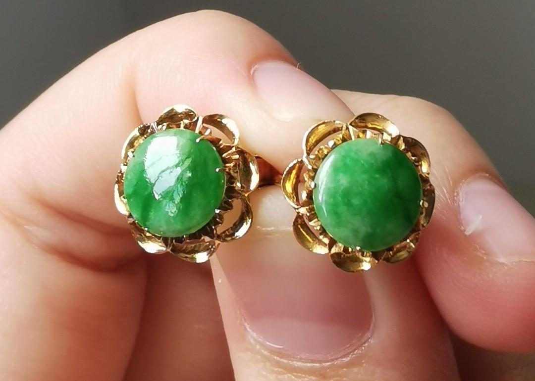 Gold and jade earrings store