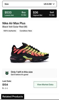 Nike Air Max Plus Black Voltage Solar Red Women s Fashion