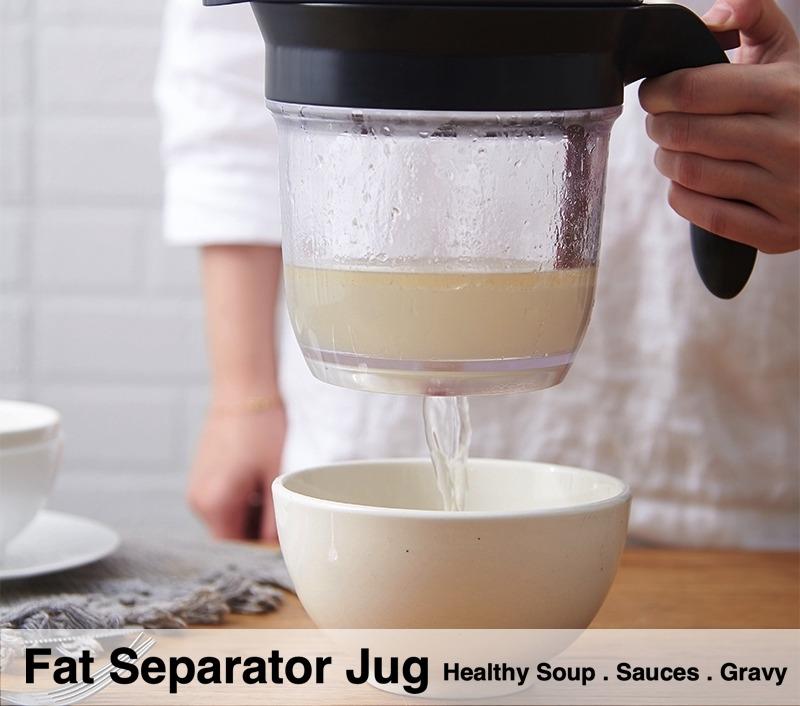 Oil Fat Separator Stainless Steel Multipurpose Oil Bowl Soup Fat Separator Oil Soup Strainer Bowl with Handle B