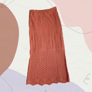 Orange knit skirt