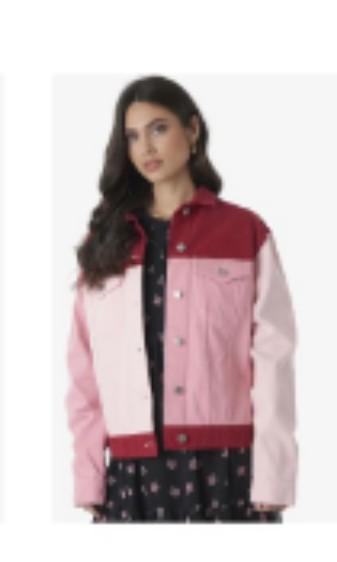 pink color block jacket