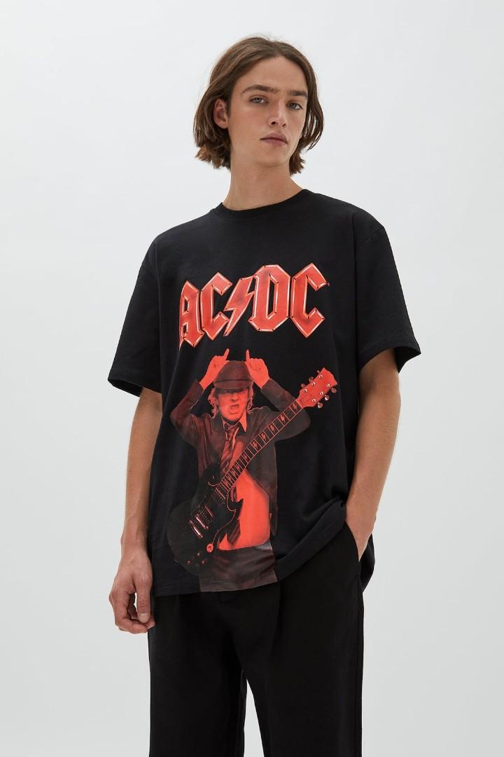 Pull and Bear Black Angus Young Jonas AC DC T shirt