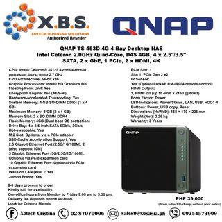 QNAP TS-453D-4G 4-Bay Desktop NAS Intel Celeron 2.0GHz Quad-Core, D4S 4GB, 4 x 2.5"/3.5" SATA, 2 x GbE, 1 PCIe, 2 x HDMI, 4K