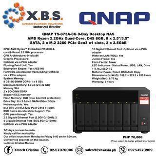 QNAP TS-873A-8G 8-Bay Desktop NAS AMD Ryzen 2.2GHz Quad-Core, D4S 8GB, 8 x 2.5"/3.5" SATA, 2 x M.2 2280 PCIe Gen3 x1 slots, 2 x 2.5GbE