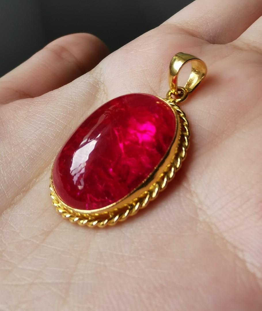 Gold pendant clearance with ruby