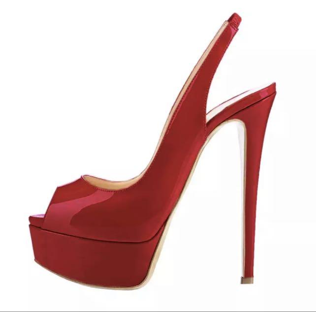 Red peep toe new arrivals high heels