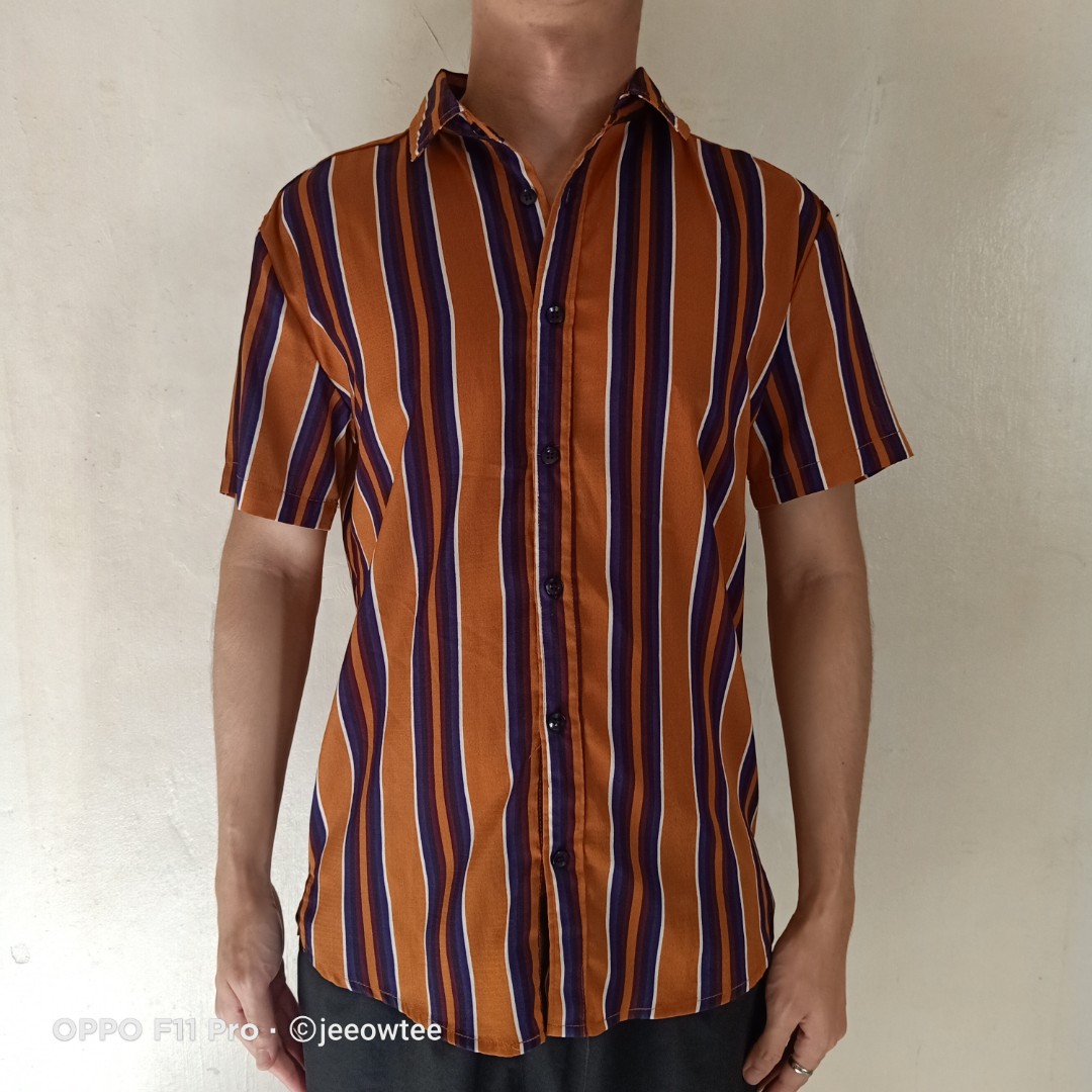 SMYTH Orange Striped Polo, Men's 