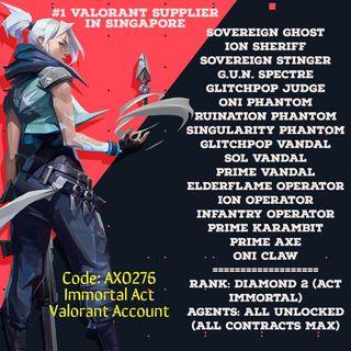 SPECIAL PROMO: (Immortal Act) Diamond Valorant Account (Code:AX0276) HIGH ELO