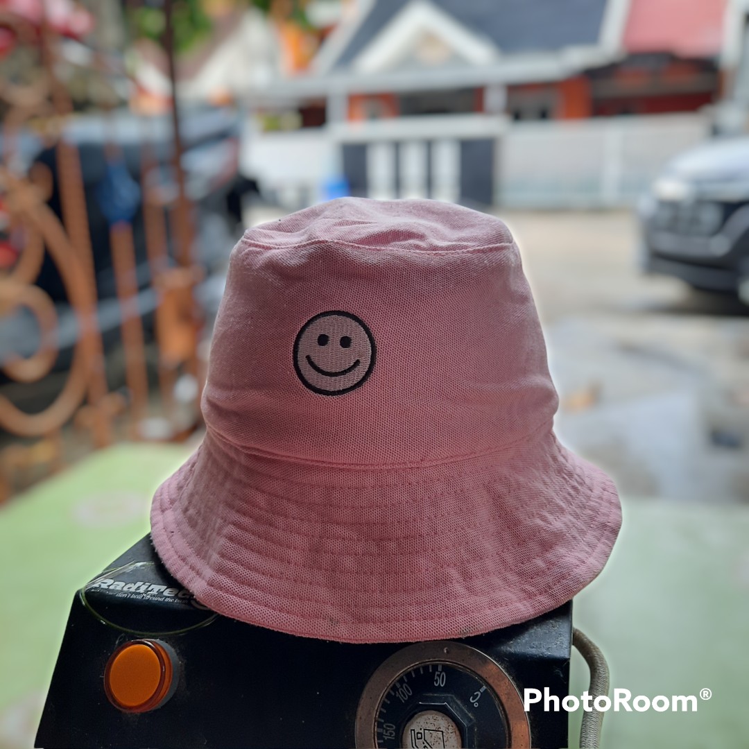 Topi Bucket Pink Smile Second Original 