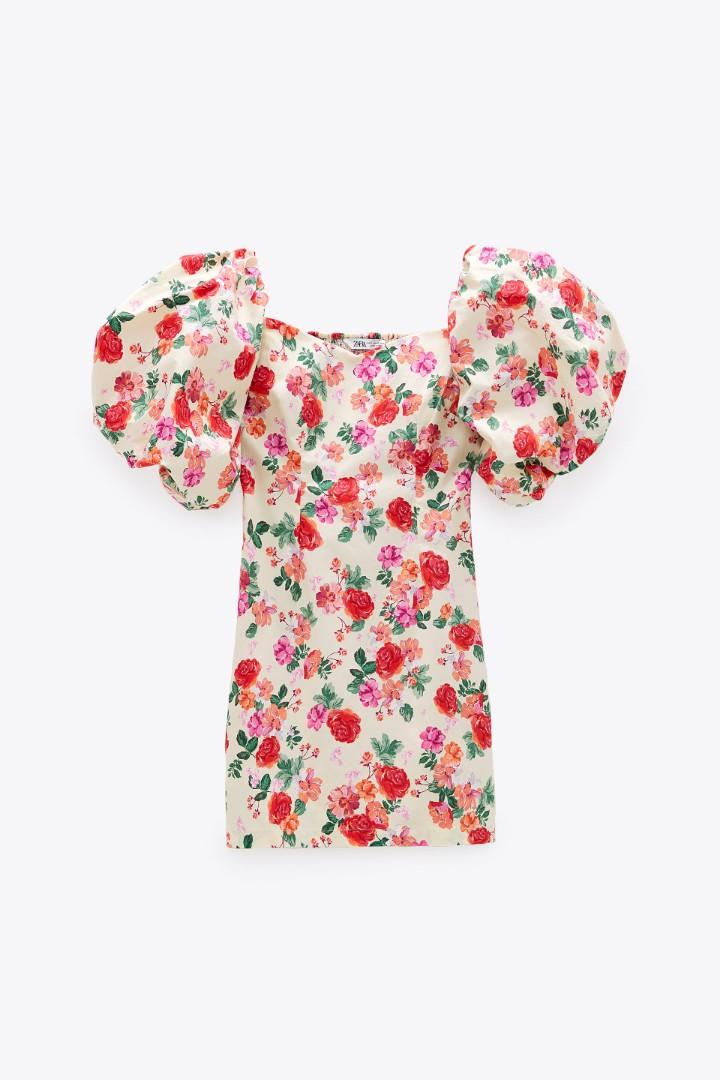 Zara Floral Print Dress, Women's Fashion, Dresses & Sets, Dresses on Carousell