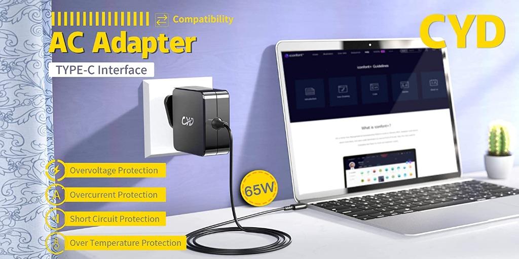 1051) CYD 65W Usb C Charger Laptop Compatible for Laptop Lenovo