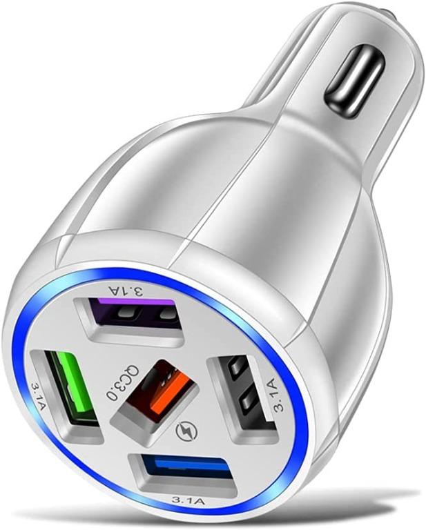 Quick USB Car Charger Adapter QC3.0, 4 Port USB Car Phone Charger  Multi-Function Car Adapter for iPhone, Samsung, GPS, iPad, Tablet, Android  Device