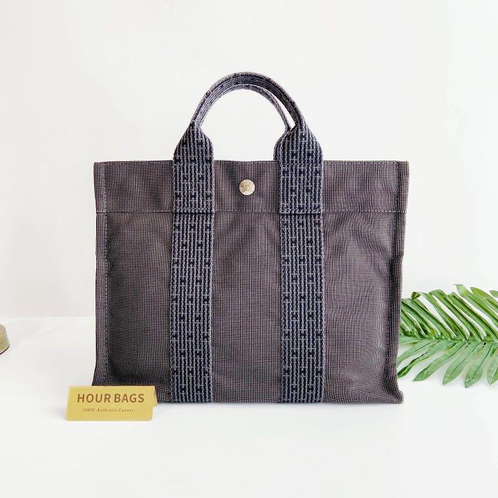 Used Hermes Herline Black Canvas Small Tote Bag Phw AUTHENTIC