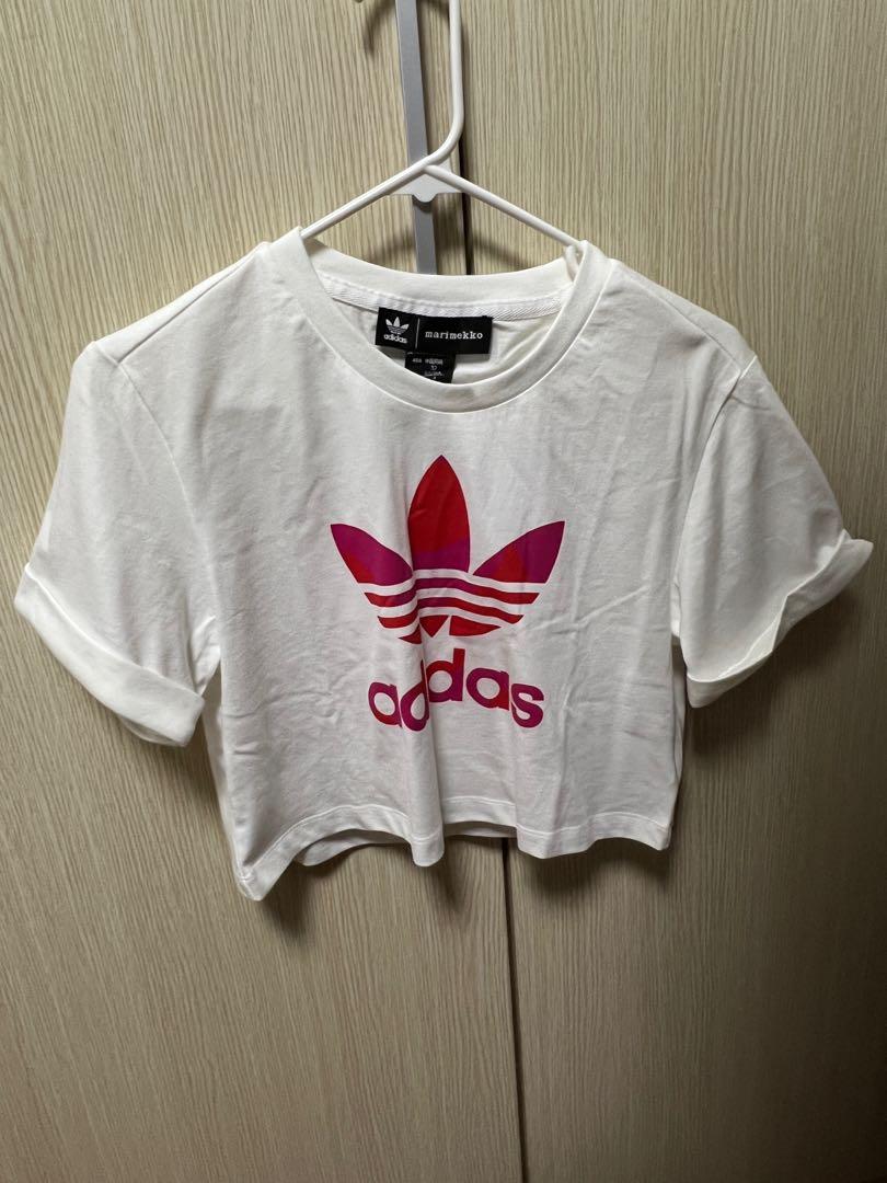 Red and white hotsell adidas crop top