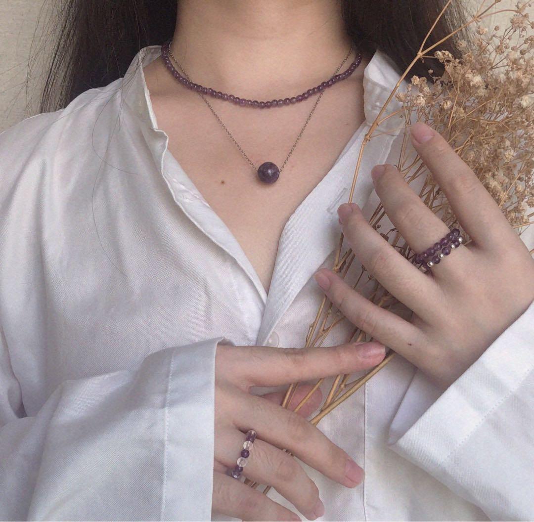 Amethyst Crystal Jewellery Set Natural Stone Necklace Natural