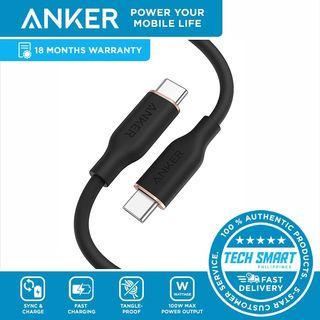 Anker Powerline III Flow USB C to USB C Cable 100W 3ft/6ft, Type C Charging Cable Fast Charge for MacBook Pro 2020, iPad Pro, iPad Air, Galaxy S20, Pixel, Switch, LG, and More