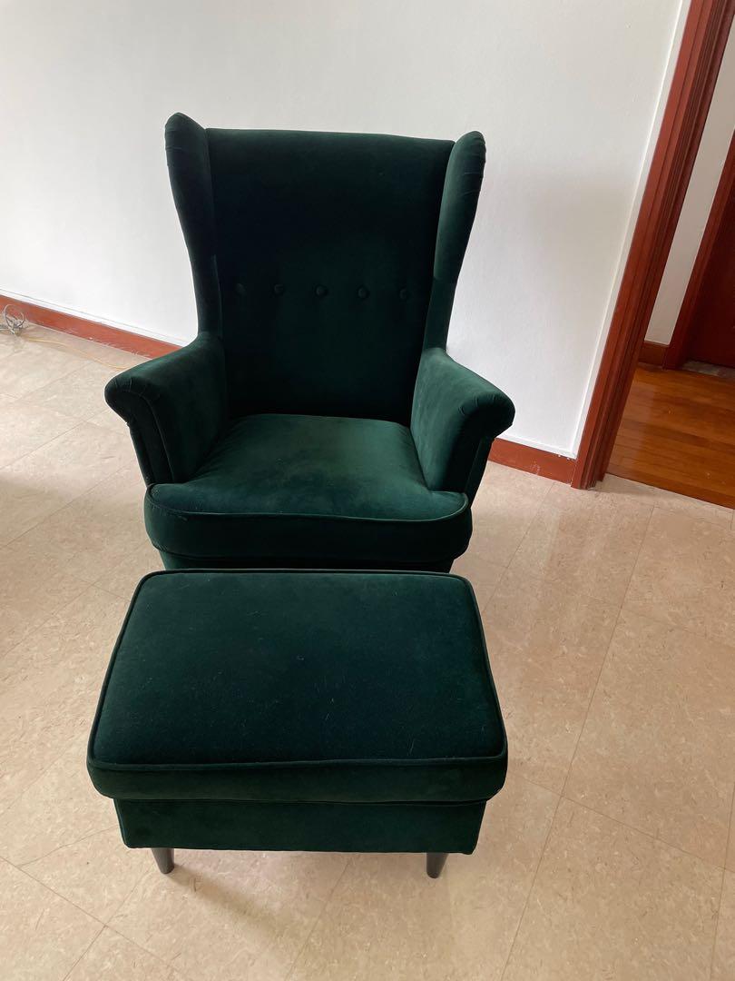 Arm chair + Stool, Furniture & Home Living, Furniture, Chairs on Carousell