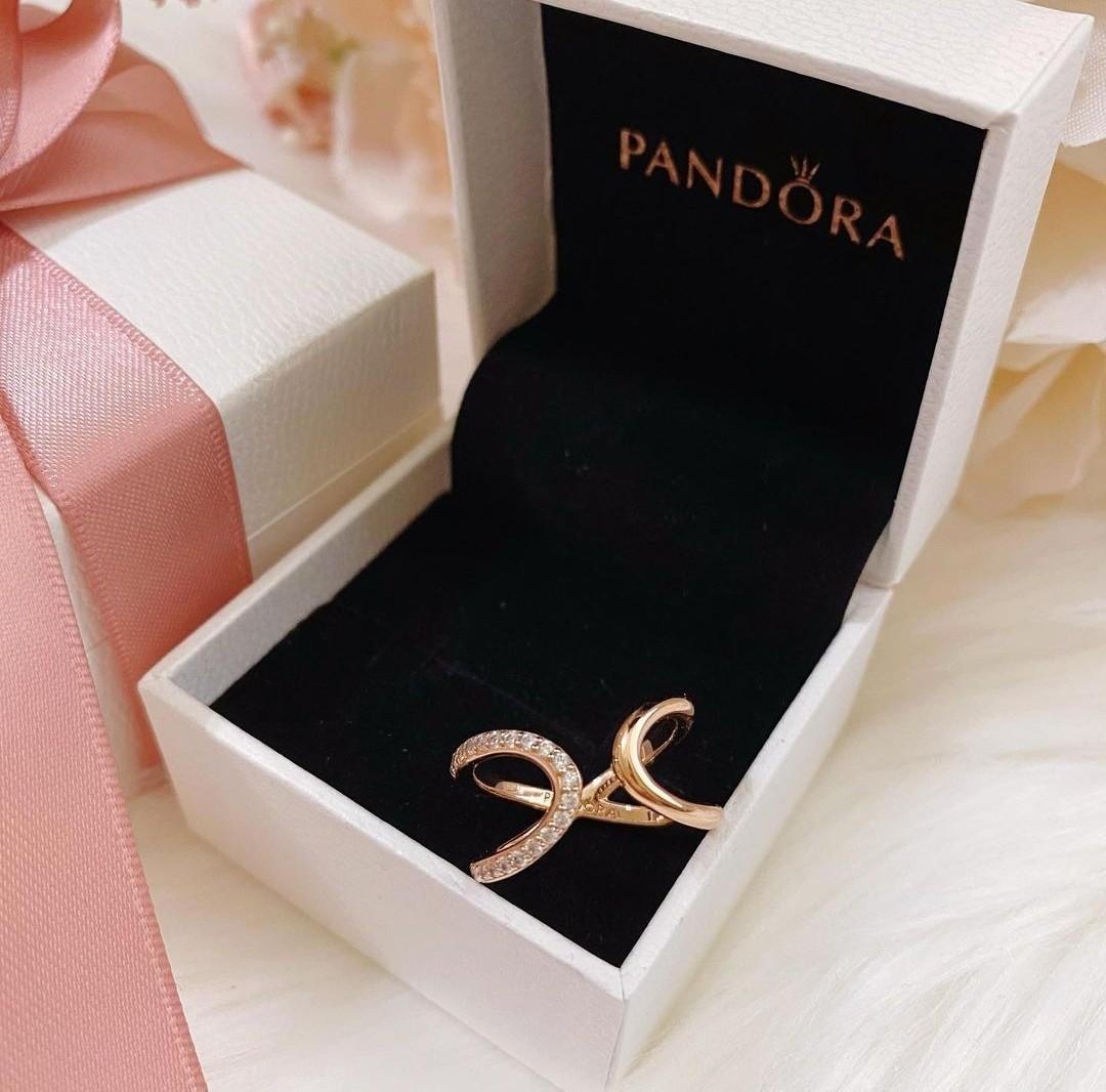 BIG SALE AUTH PANDORA ROSEGOLD WRAPPED OPEN INFINITY RING
