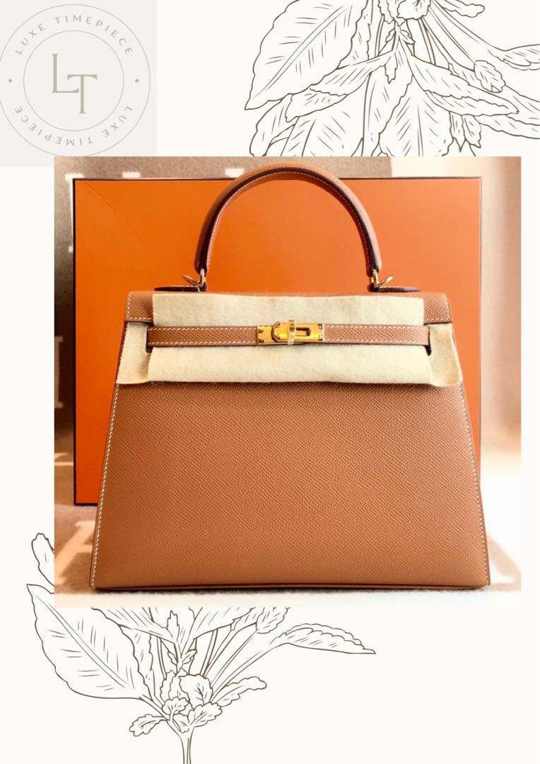 Hermes Kelly 28 Gold with GHW Epsom Leather stamp Z