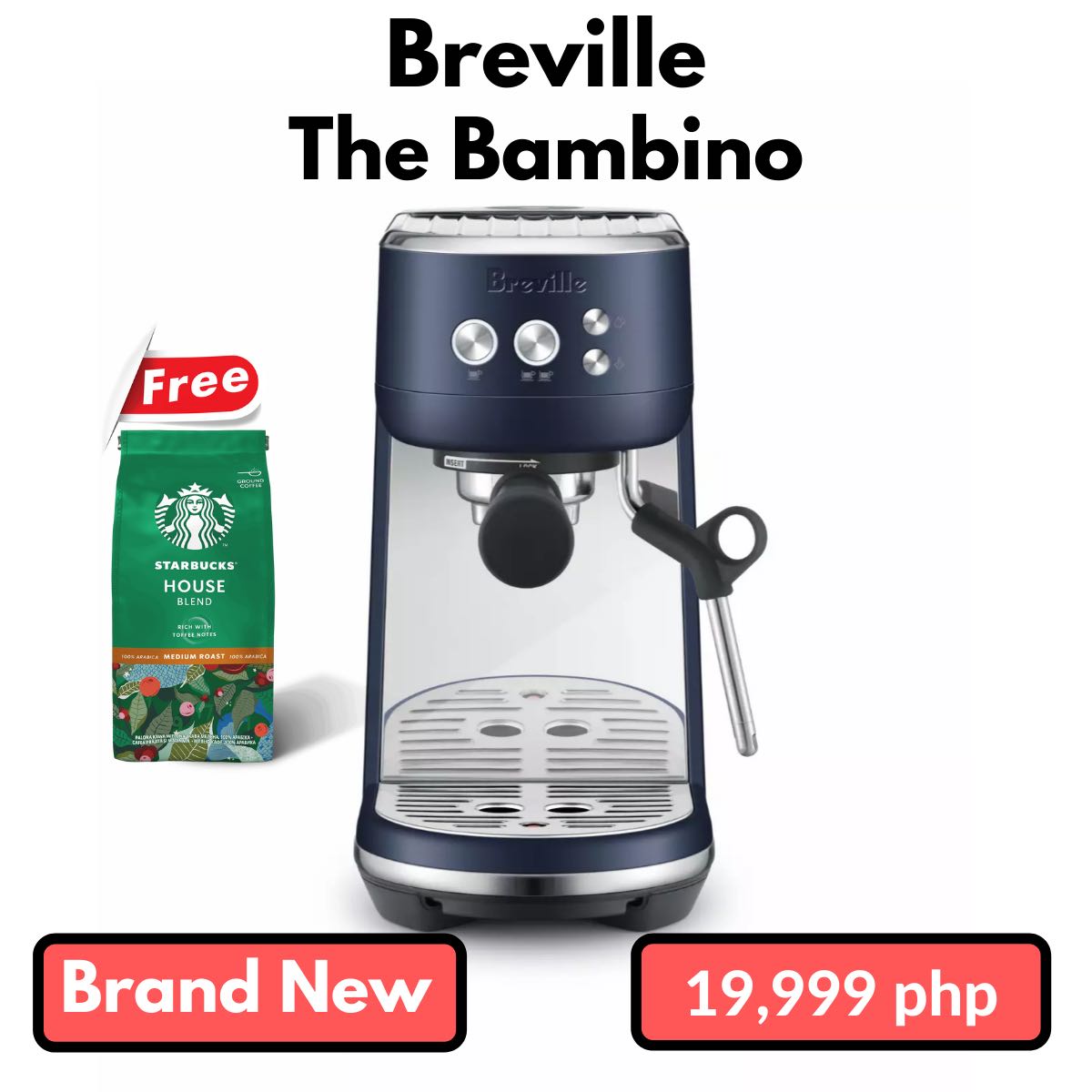 Breville Bambino with free starbucks ground coffee, TV & Home