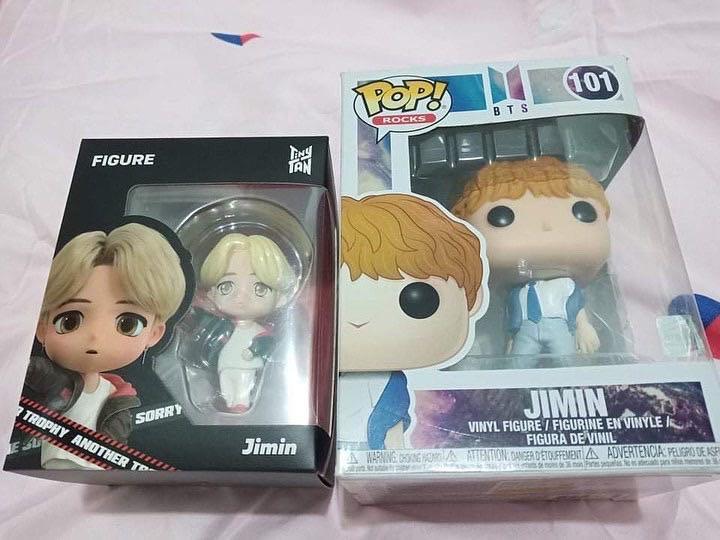 BTS JIMIN FUNKO POP AND TINYTAN FIGURE (Category: Designer & Blind Box Toys) located in Quezon City. Submitted by popshelfmnl (Listing ID 1141832384, Image 2). Description: ONHAND; READY TO SHIP FUNKO POP JIMIN 900php TINYTAN FIGURE JIMIN Sold.