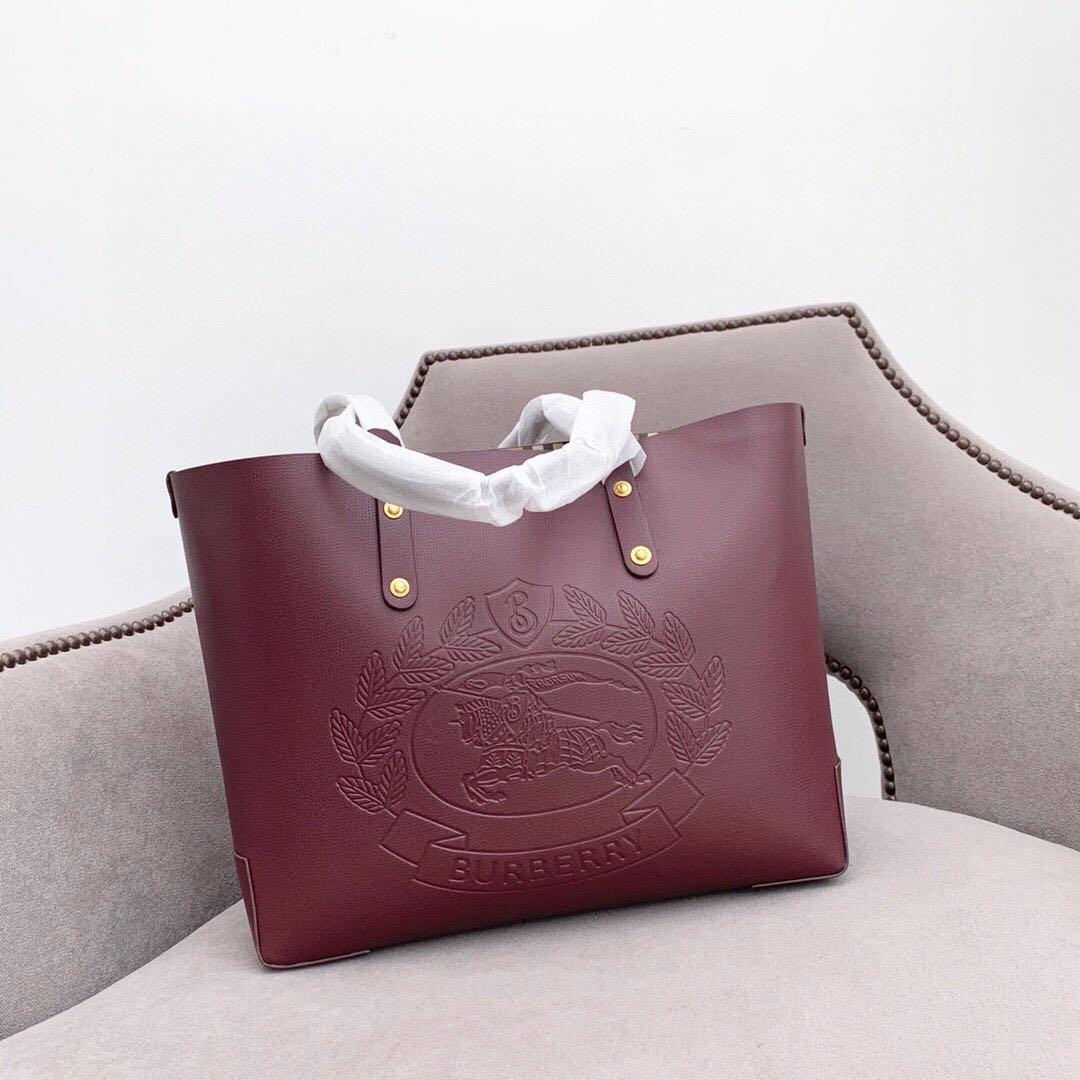 Burberry embossed crest store small leather tote