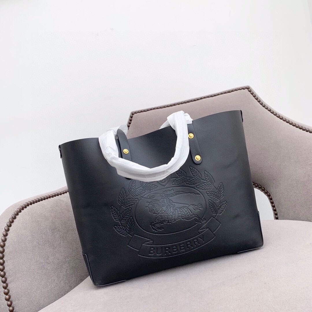 Burberry large top embossed leather tote