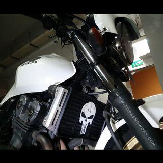 CB400 Revo custom radiator guard - Punisher - Godsendworx