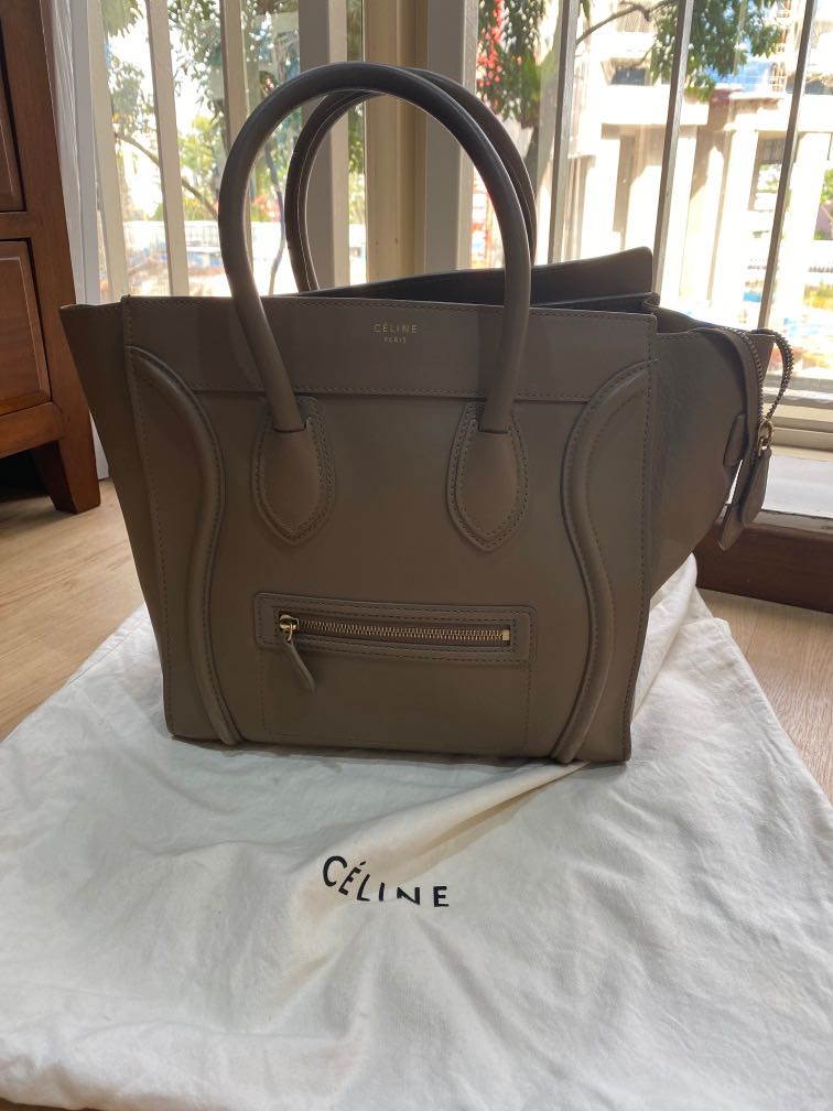 Celine Luggage Tote Medium Taupe Luxury Bags Wallets on