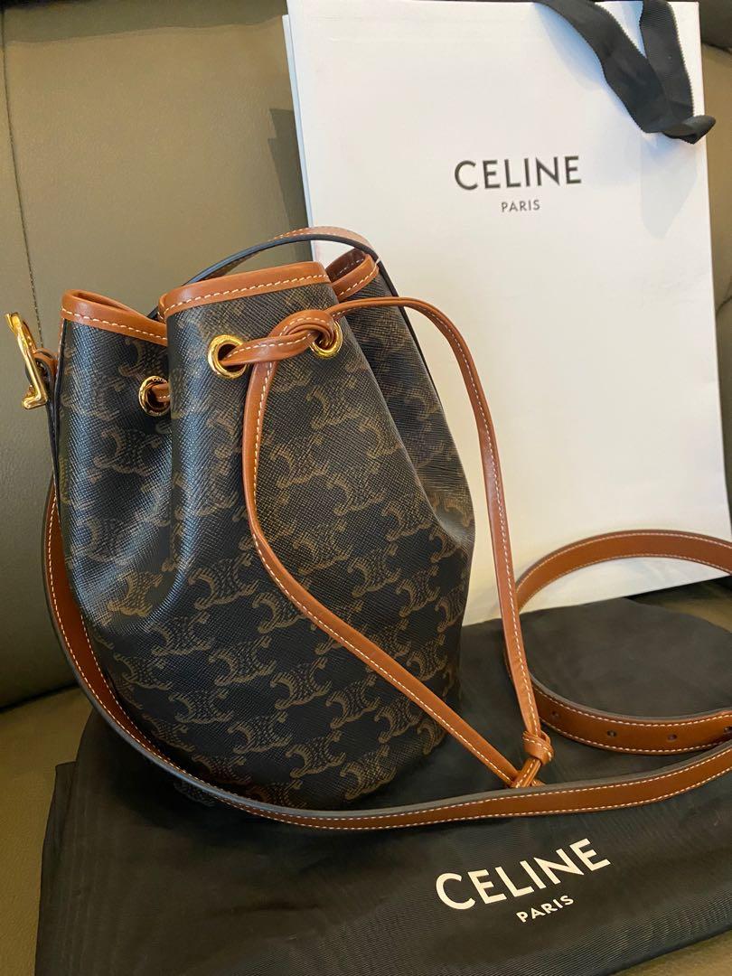 Celine, Bags, Celine Small Drawstring Bag In Triomphe Canvas And Calfskin