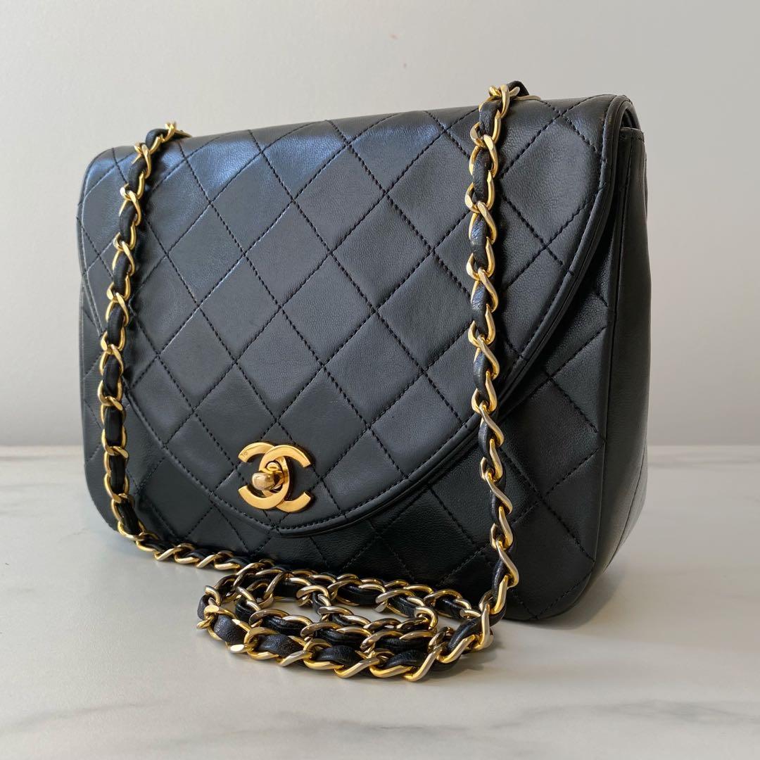 Chanel Black Quilted Canvas Envelope Flap Evening Bag Gold Hardware, 1990s (Very Good)