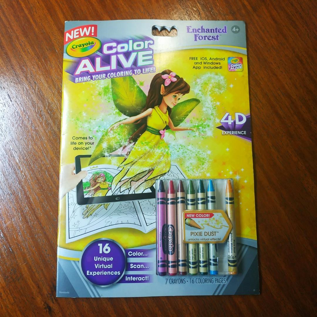 Crayola Color Alive Enchanted Forest Coloring Book, Hobbies & Toys