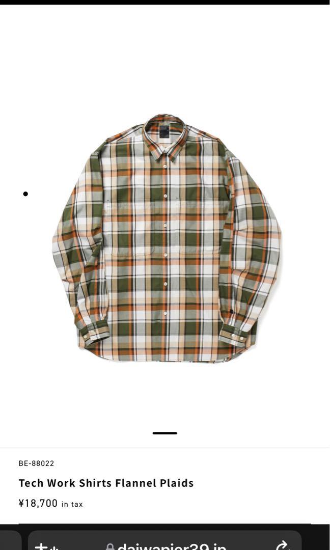 Daiwa tech work shirts flannel plaids olive size XL, 男裝, 上身及