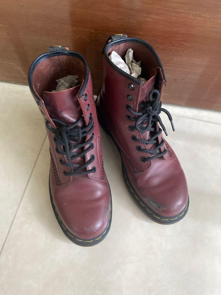 Dr Martens - Burgundy, Women's Fashion, Footwear, Boots on Carousell