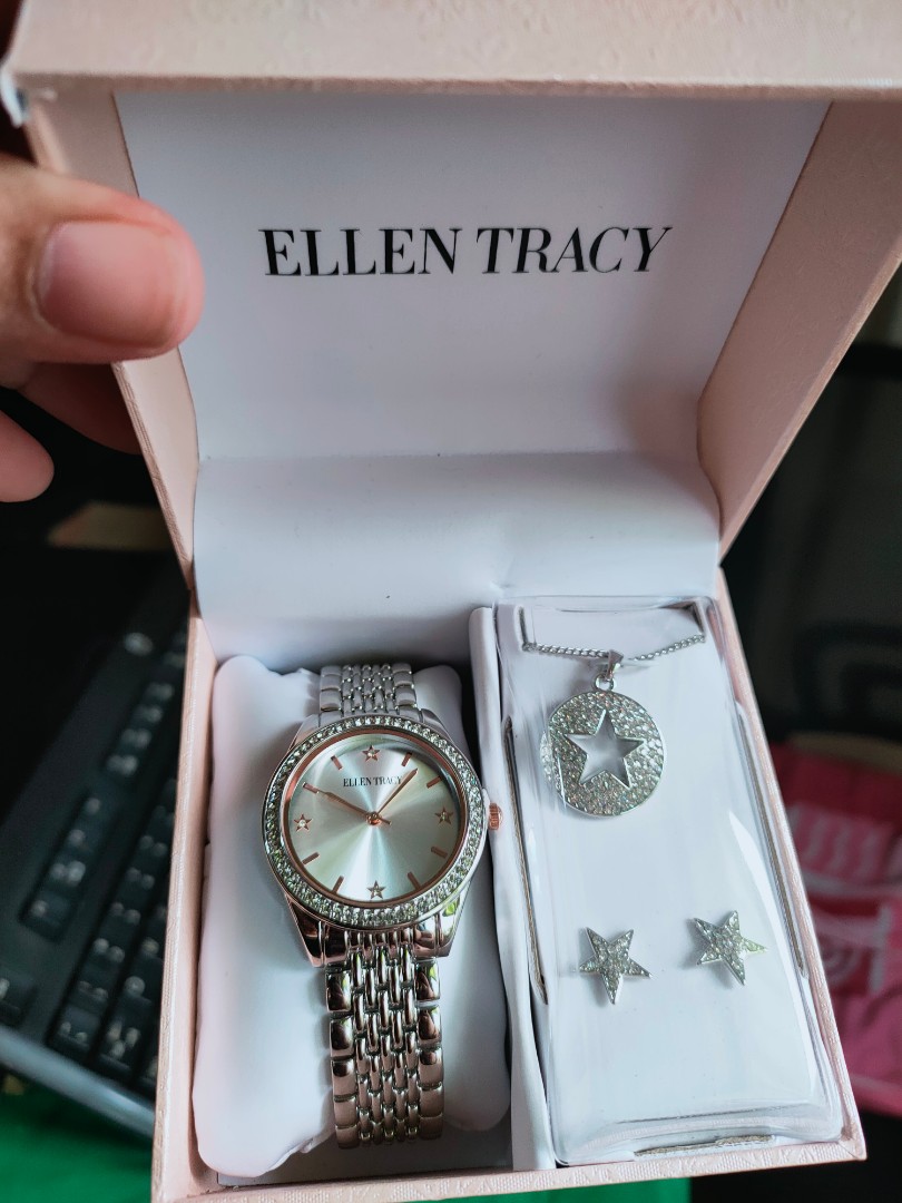 Ellen Tracy Watch Set Necklace and Earrings Women s Fashion